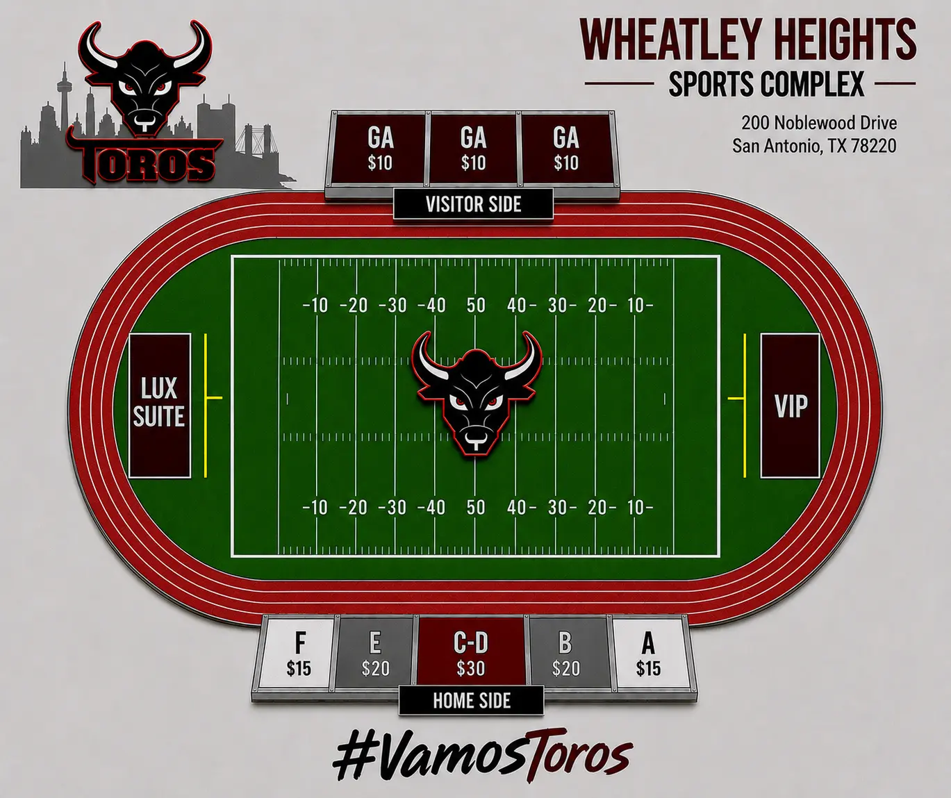Toros Seating Chart — UIW Benson Stadium